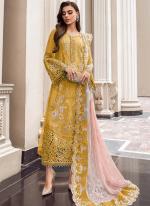 Organza Yellow Party Wear Embroidery Work Pakistani Salwar Kameez